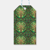 Geschenkanhänger mit einem üppigen, grünen Baum-Mu (Rückseite)