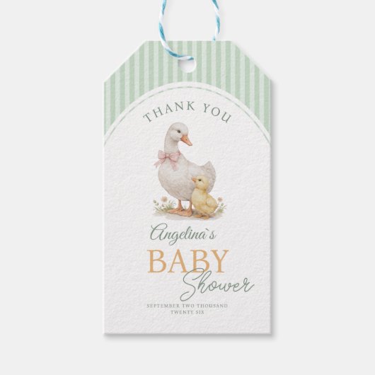 Geschenkanhänger Mutter Gans und Gänschen. (Vorderseite)