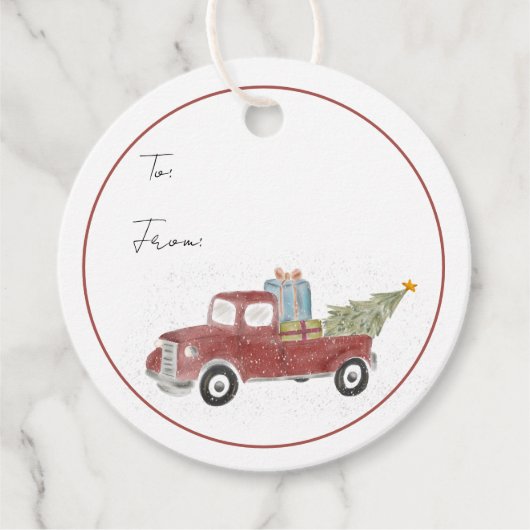Geschenkanhänger | Red Truck Holiday (Vorderseite)