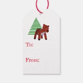 Geschenkanhänger - Rentier und Baum