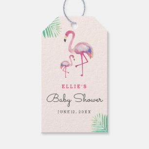 Geschenkanhänger rosa Flamingo Baby-Party