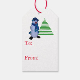 Geschenkanhänger - Schneemann und Baum
