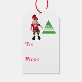 Geschenkanhänger - Surf Santa und Baum