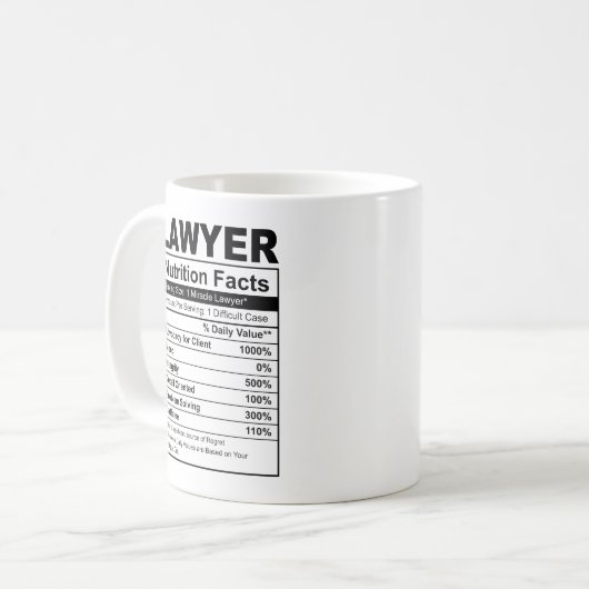 Geschenkartikel der Anwälte Fakten Kaffeetasse (Vorderseite Links)
