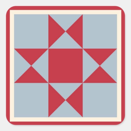 Geschenkartikel - Ohio Star Quilt Block Quadratischer Aufkleber (Vorderseite)