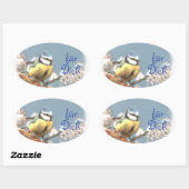 Geschenkaufkleber - Blaumeise - Aquarell Ovaler Aufkleber (Blatt)