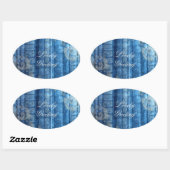 Geschenkaufkleber - Bücher Goldornamente - blau | Ovaler Aufkleber (Blatt)