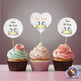 Geschenkaufkleber - Kohlmeisen - Aquarell Herz-Aufkleber