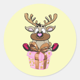 Geschenkaufkleber Rentier Runder Aufkleber