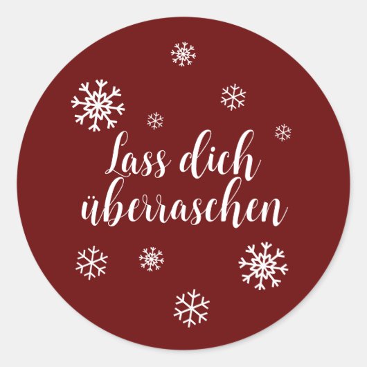 Geschenkaufkleber - Schneesterne - dunkelrot Runder Aufkleber (Vorderseite)