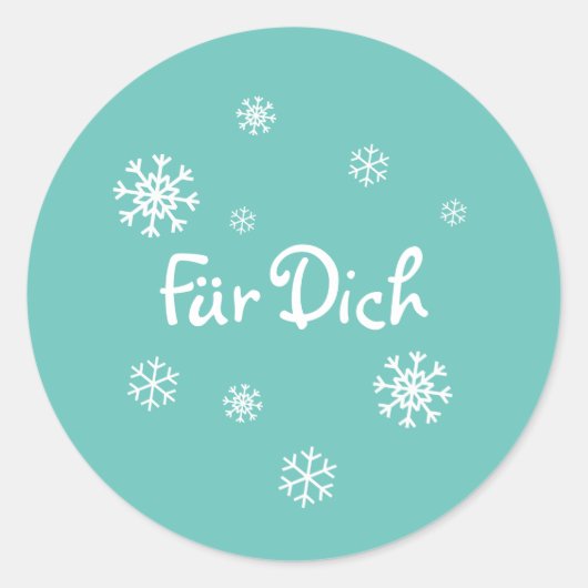 Geschenkaufkleber - Schneesterne - türkis Runder Aufkleber (Vorderseite)