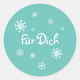 Geschenkaufkleber - Schneesterne - türkis Runder Aufkleber