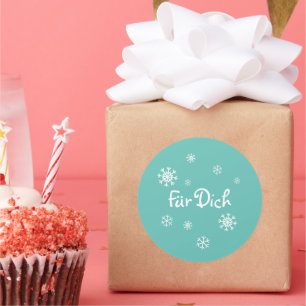 Geschenkaufkleber - Schneesterne - türkis Runder Aufkleber