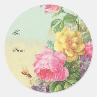 Geschenkaufkleber Vintage floral Runder Aufkleber