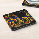 Geschenkband | Rainbow Fraktal Art Getränkeuntersetzer (Linke Seite)