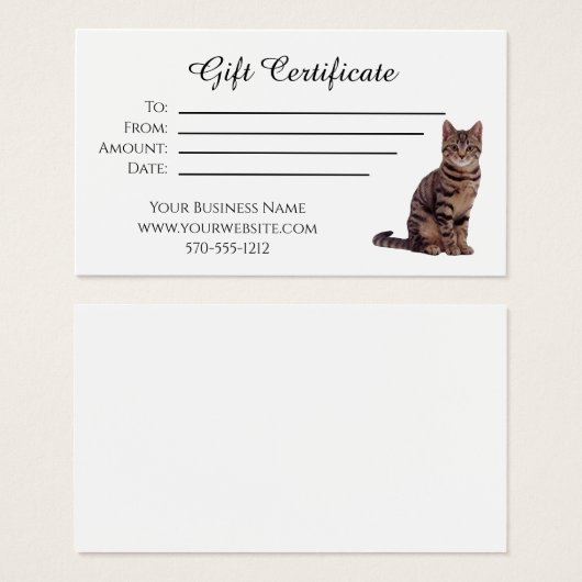 Geschenkbescheinigung mit Katze (Vorne & Hinten)