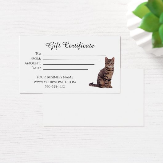 Geschenkbescheinigung mit Katze (Schreibtisch)