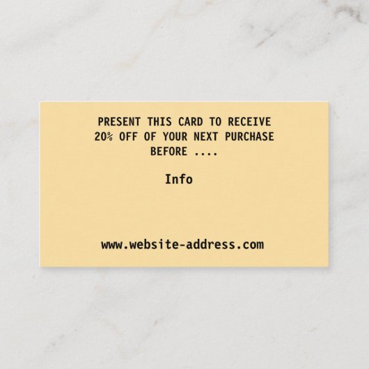 Geschenkbescheinigung Visitenkarte (Rückseite)