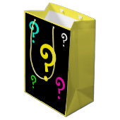 Geschenkbeutel Durchschnittliches Fragepunktmuster Mittlere Geschenktüte (Rückseite Schrägansicht)