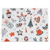 Geschenkbeutel FUN MODERNE CHRISTMAS PATTERN WEISS Große Geschenktüte (Vorderseite)