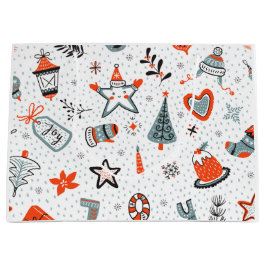 Geschenkbeutel FUN MODERNE CHRISTMAS PATTERN WEISS Große Geschenktüte