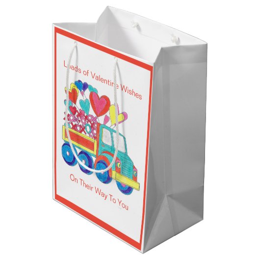 Geschenkbeutel LKW Herz Mittlere Geschenktüte (Rückseite Schrägansicht)