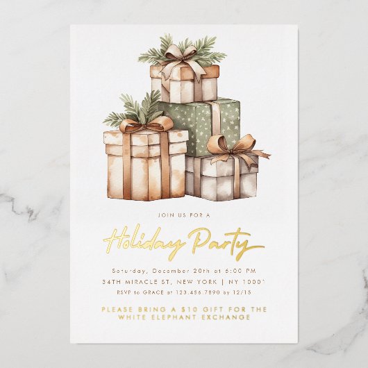 Geschenkbörse White Elephant Party Einladung (Vorderseite)