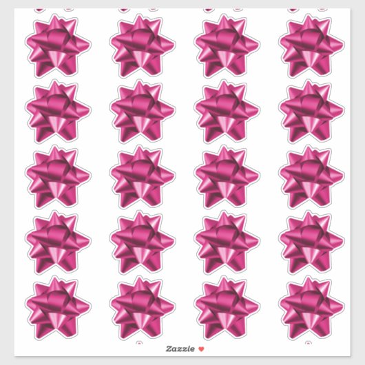 Geschenkbow | Aufkleber | 20 pro Blatt | Rosa (Blatt)