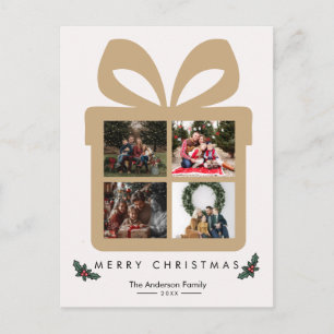 Geschenkbox 4 Foto-Collage Frohe Weihnachten Postkarte