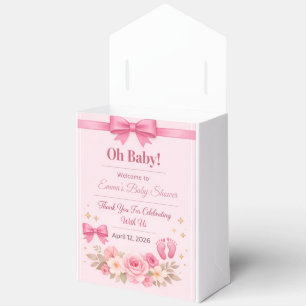Geschenkbox für Baby Shower mit rosa Schleife und  Geschenkschachtel