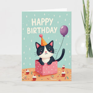 Geschenkbox-Katz Geburtstagskarte Karte