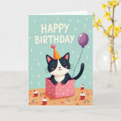 Geschenkbox-Katz Geburtstagskarte Karte (Gelbe Blume)