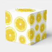 Geschenkbox mit gelbem, frischen Zitronenscheiben Geschenkschachtel (Rückseite)