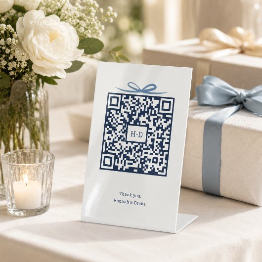 Geschenkbox QR-Code Hochzeitsregister & Geldgesche Sockelschild