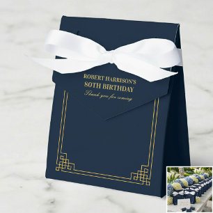Geschenkboxen Chic Navy Gold Art Deco 80. Geburtst Geschenkschachtel