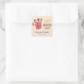 Geschenkboxen Geburtstagspartei Quadratischer Aufkleber (Tasche)