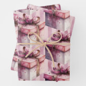 Geschenkboxen in Rosa und Streifen Geschenkpapier Set (Beispiel)