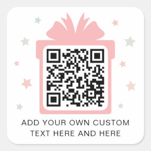 Geschenkboxen mit dem Sternencode QR rosa weiß Quadratischer Aufkleber