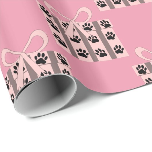 Geschenkboxen mit Dog Paws Pink Geschenkpapier (Rolleneckpunkt)