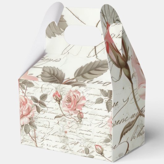 Geschenkboxen mit Handgriff - rosa Rosendesign Geschenkschachtel (Rückseite)