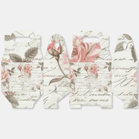 Geschenkboxen mit Handgriff - rosa Rosendesign Geschenkschachtel (Ungeklappt)