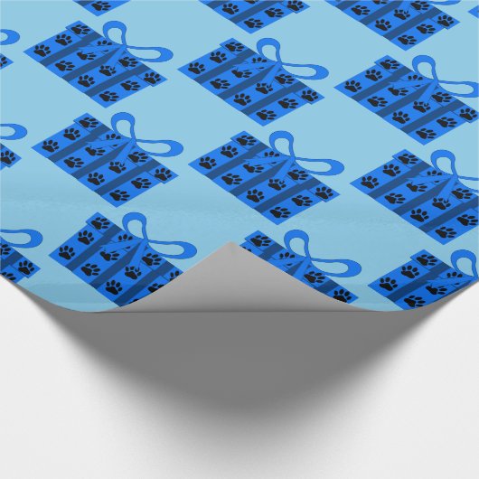 Geschenkboxen mit Hundepuws Baby Blue Version Geschenkpapier (Ecke)