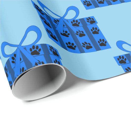 Geschenkboxen mit Hundepuws Baby Blue Version Geschenkpapier (Rolleneckpunkt)
