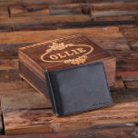 Geschenkboxen- und Black-Bifold-Kartenhalterung Le<br><div class="desc">Dieses Set ist mit einer Brieftasche und einer Holzkiste ausgestattet. Es ist ein besonderes Geschenk für einen Vater,  Freund oder Ehemann. Währungs- und Kreditkarten werden als Maßstab angezeigt und sind nicht inbegriffen (sorry).</div>