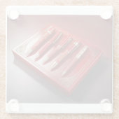 Geschenkboxen und fünf einzigartige Kugelschreiber Glasuntersetzer (Rückseite)