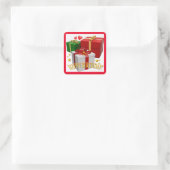 Geschenkboxen und Herzlichkeit zum Geburtstag Quadratischer Aufkleber (Tasche)