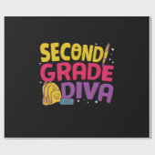 Geschenke 2. Lehrerin | Diva zweiter Klasse Geschenkpapier (Flach)