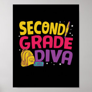 Geschenke 2. Lehrerin Diva zweiter Klasse Poster