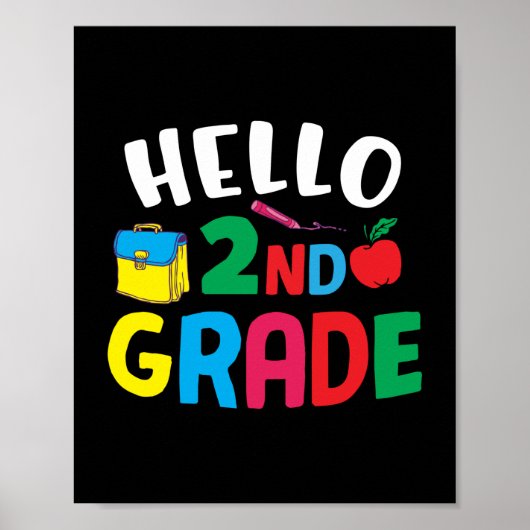 Geschenke 2. Lehrerin | Hello 2nd Grade Poster (Vorne)