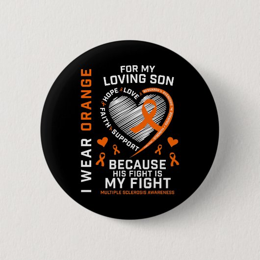 Geschenke Apparel Orange Son Multiple Sklerose Awa Button (Vorderseite)